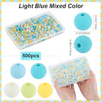 1 Box 500Pcs Acrylic Round Beads Frosted Bead Bulk 8mm Candy Color Silicone Acrylic Plastic Ball Pastel Matte Loose Spacer Beads for Jewelry Making Bracelets Necklaces Earrings Adults - color: Light Blue