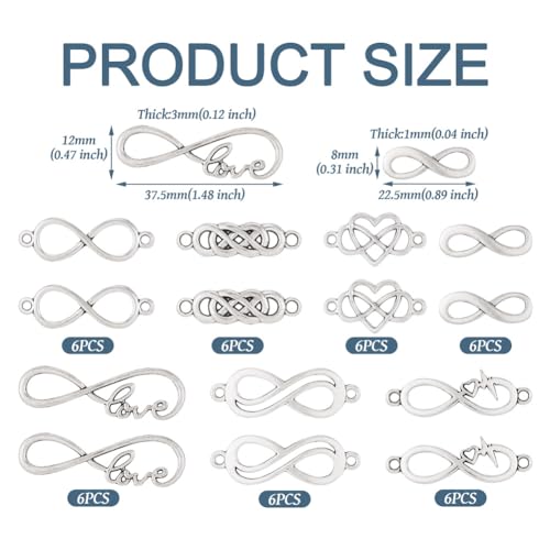 FASHEWELRY Golden Bow Connector Charms Bulk, Christmas Bowknot Link Charms, Infinity Links Geometric Hollow Bezel Pendants for Earring Bracelet Necklace Keychains Jewelry Making - color: Infinity Links-42Pcs