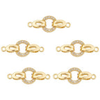 CHGCRAFT 5 Set 25.5mm Real 18K Golde Plated Brass Micro Pave Cubic Zirconia Fold Over Clasps Oval Shaped Long-Lasting Golden Plated Clasps for Earrings Bracelet Jewelry Making Pendant Connector