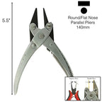 The Beadsmith Round/Flat Nose Parallel Pliers, 5.5 inches (140mm) Steel Tool for Jewelry Making, with Spring - style: Round Nose/Flat Nose - 140mm
