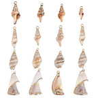 SUNNYCLUE 1 Box 16Pcs 4 Style Electroplate Spiral Seashells Craft Charms Connectors Pendant Conch Shells Charms with Plated Golden Loop Bail for Bracelet Necklace Making Craft Supplies - color: 1 Box 16Pcs Spiral Seashell Charms