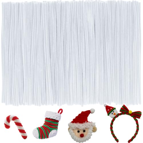 White Pipe Cleaners,200PCS Pipe Cleaners Craft,Easter Decorations Arts and Crafts,New Year’s Eve/Day Craft Supplies,Weddings Art Supplies Pipe Cleaners Bulk,Gifts for Her,Kids Toys & Games - color: White