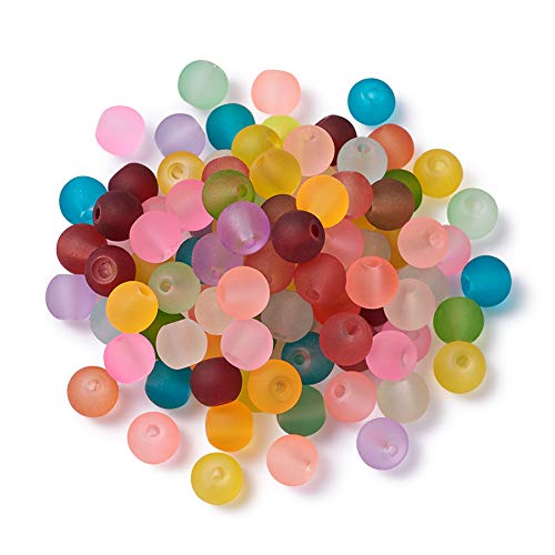 Craftdady 500Pcs 6mm Transparent Frosted Glass Beads Tiny Crystal Glass Round Loose Spacer Beads Random Mixed Colors for Jewelry Making Hole: 1mm - color: Mixed Colors Frosted, size: 6mm