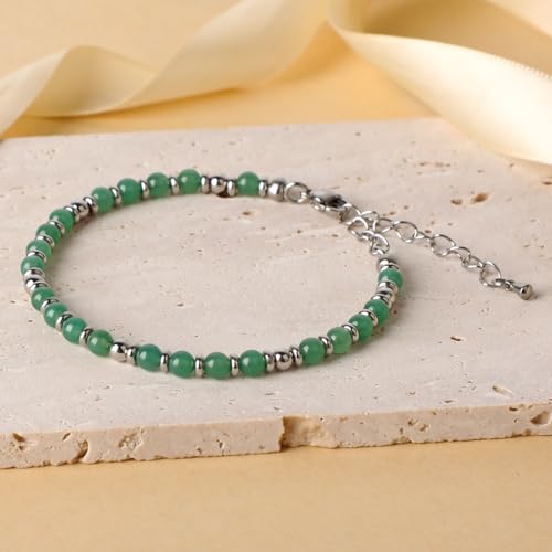 LPBeads Beaded Bracelets for Women Energy Gemstone Charm Jewelry Adjustable Bracelet Gifts for Mom, Daughter, Wife, Friends, Bestie - color: Green Aventurine