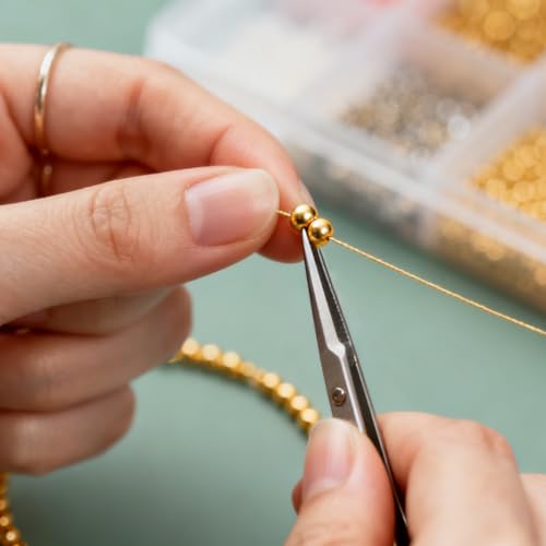 CeeVian 14K Gold Plated Spacer Beads 300PCS Seamless Gold Round Beads Spacer Beads That Do Not Fade Easily Round Bracelet Bead for DIY Necklace Bracelet Jewelry Making (4MM) - size: 4MM