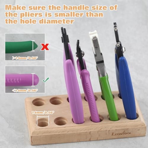 Wooden Plier Organizer Pliers Storage Rack with 12 Holes Plier Rack jewelry Tool Organizer Hardwood Pliers Holder 6 Plier Block Jewelry Making Tool - style: Rectangle