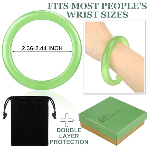 Landical 2.4'' Natural Jade Bracelet for Women Jade Bangle Bracelets with Box Good Luck Bangle Jewelry Gift for Mother - color: Emerald Green