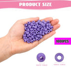 1000 Pcs Purple Plastic Round Pony Beads for Jewelry Making, DIY Bracelet Necklace Supplies - color: Purple