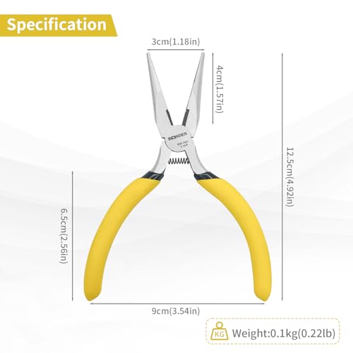 BOOSDEN 5 Inch Small Needle Nose Pliers Set of 5, Precision Long Nose Pliers with Side Cutter & Spring, Mini Fine Tip Jewelry Making Pliers for Electronics, Craft, DIY, Beading, Model Building - size: 5''-5 pack