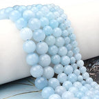 60pcs 6mm Natural Blue Aquamarine Gemstone Beads Energy Healing Crystal Round Loose Stone Beads for Jewelry Making, DIY Bracelets Necklaces - color: Blue Aquamarine, size: 6mm