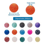 Craftdady 300pcs Natural Round Crackle Agate Beads 8mm Frosted Weathered Agate Gemstone Loose Beads for Bracelets Necklaces Earrings Jewelry Crafts Making, 15 Colors - color: 15 Colors Crackle Agate