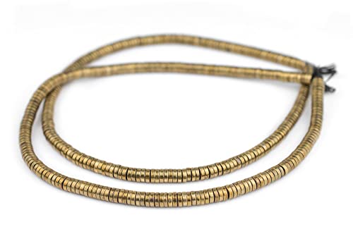 The Bead Chest Brass Snake Disk Beads 6mm, Full Strand of Quality Metal Spacers for DIY Jewelry Design - color: Brass