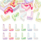 FASHEWELRY 20Pcs Large Hole Acrylic Beads Letter L Iridescent Big Plastic Letter Blocks European Beads Clear 3D Letters Initial Alphabet Bead for Keychains Necklace DIY Arts Craft - color: Random Clear, size: L