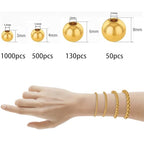 ZSFLZS Gold Beads Christmas Polymer Clay Beads Bracelet Making Kit, Round Spacer Bead 3/4/6/8mm 4 Size Smooth Ball Christmas Bead for Jewelry MakeDIY Bracelet, Necklace, Earring Making - color: Gold+ soft beads