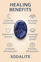 Sodalite Worry Stone – Natural Thumb Palm Stone for Mental Clarity, Focus & Emotional Balance – Pocket Crystal for Meditation & Calm - color: Sodalite