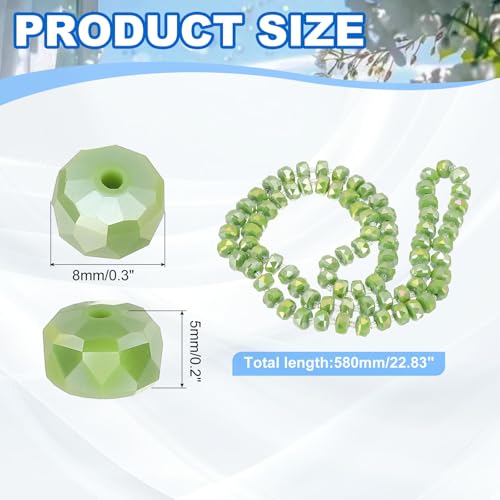 PATIKIL 75 Pcs 8mm OD 5mm Thick Crystal Glass Beads, Rondelle Crystal Beads Faceted Cut Gemstone Strand with Spacer Beads for Craft, Bracelet, Necklace, Lemon Green Porcelain - color: Lemon Green Porcelain