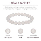 Crystal Vibe 8mm Beaded Bracelets For Women Men - Healing Crystal Bracelet - Adjustable Size - color: Opal