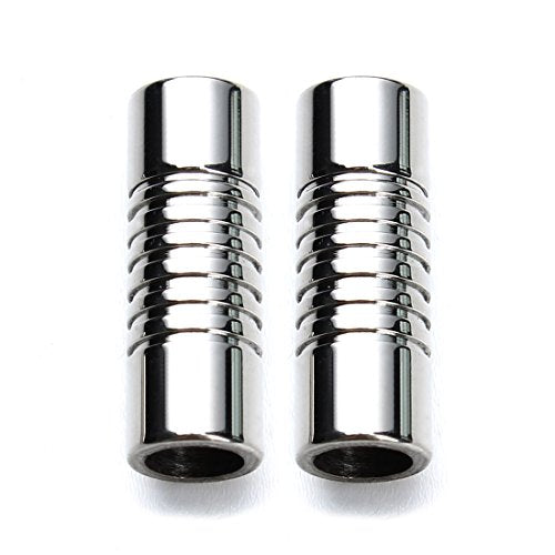 316 Stainless Steel Hole Size 4mm Magnetic Clasp Magnetic Closure Cylinder Shell for Leather Bracelet and Cord 5 Sets - size: Inner Hole Size:4mm