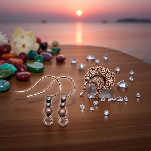 100Pcs Red Copper Earring Hooks Hypo-allergenic Ear Wires Fish Hooks with Ball and Coil Earring Wires Jewelry Findings for DIY Parts Supplies(20 * 17mm)