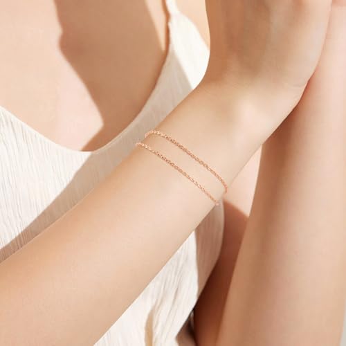 Elecrelive 925 Sterling Silver Cable Chain 3.28 Feet Rose Gold Unwelded Necklace Chains with Jewelry Cleaning Cloth Velvet Storage Bag for Men Women Jewelry Chain DIY Making - color: Rose Gold