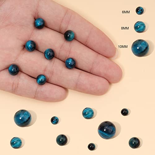 45pcs 8mm Natural Aquamarine Tiger Eye Gemstone Beads Energy Healing Crystal Round Loose Stone Beads for Jewelry Making, DIY Bracelets Necklaces - color: Aquamarine Tiger Eye, size: 8mm