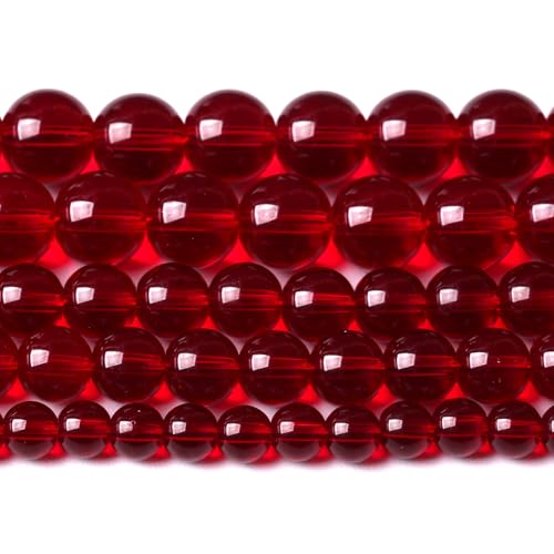 10mm Garnet Red Glass Crystal Beads Smooth Round Stone Beads with Energy Power for DIY Jewlery Bracelets Making 76pcs 2 Strands 32" - color: Garnet Red Glass, size: 10mm