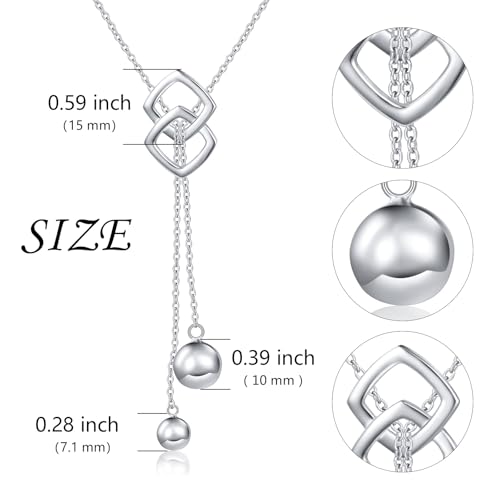 DAOCHONG Long Necklace S925 Sterling Silver Tassel Round Ball Necklace for Women,Snowflake Long Necklace Silver Jewelry Christmas New Year Holiday Gifts for Women Her (Chain adjustable) - style: Chain adjustable