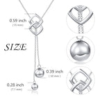 DAOCHONG Long Necklace S925 Sterling Silver Tassel Round Ball Necklace for Women,Snowflake Long Necklace Silver Jewelry Christmas New Year Holiday Gifts for Women Her (Chain adjustable) - style: Chain adjustable