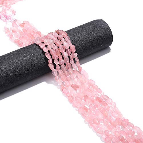 BEADIA Irregular Natural Rose Quartz Crystal Stone Loose Semi Gemstone Beads for Jewelry Making 5-8mm 38cm - color: Rose Quartz Crystal, size: 5-8mm 38cm