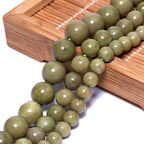Stone Beads, 45pcs Olive Green Jades, 8mm Round Loose Beads for Jewelry Making, Bracelets, with Bag, String & Card - color: Olive Green Jades, size: 8mm
