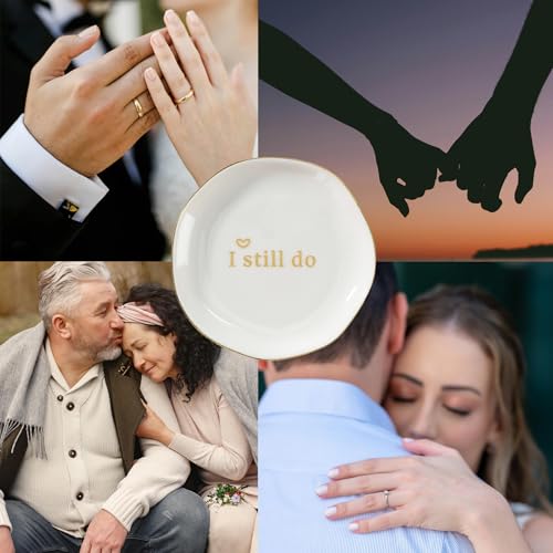 HOME SMILE I Still Do Ring Dish Annniversary Gifts for Women or Wife, Jewelry Dish Holder for Anniversary,Elegant Trinket Tray,Ceramic - style: I Still Do