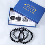 2/3-Pieces 4mm 6mm 8mm Natural Crystal Gemstone – Handmade Reiki Energy Healing Stretch Bracelets Jewelry for Yoga, Meditation, Unisex - color: 3 Pieces (BlackOnyx&Hematite&MatteBlackAgate), size: 8mm