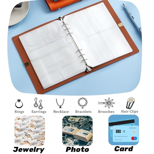 134 Pockets Jewelry Storage Book, PU Leather Travel Jewelry Organizer with Pockets, Portable Earring Organizer Case Ring Holder for Bracelet, Necklace