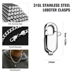 20PCS 9MM Lobster Clasps 316 Stainless Steel Lobster Claw Clasps Bulk for Necklace Bracelet Jewelry Making DIY Craft - color: Stainless Steel, size: 9MM