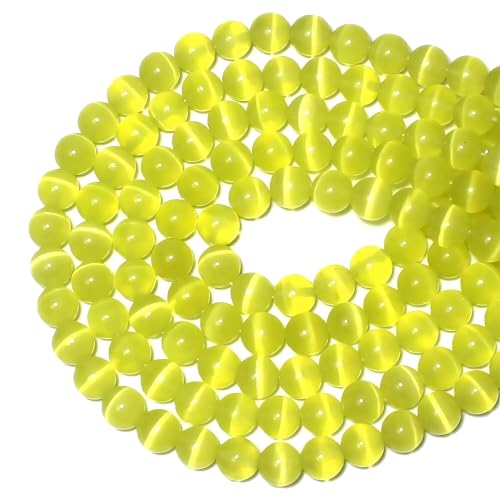 MJDCB 30pcs Lemon Yellow Cat Eye Stone Beads 12mm Round Crystal Loose Bead for Jewelry Making DIY Bracelets Necklace - color: Lemon Yellow, size: 12mm(30pcs)