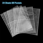 Clear Double-Sided Refill Inner Pages for Transparent Jewelry Storage Book 6 Ring Binder, 24 Sheets 96 Pockets - color: 24 Sheets for Large Bags