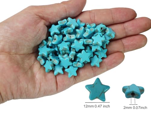 300pcs Turquoise Star Beads for Jewelry Making Natural Stone Lanyard Spacer Beads for Garland Keychain DIY Handmade Craft Necklace Bracelet Supplies - color: Turquoise Star