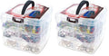 Juvale 3-Tier Bead Organizer Box - 6x6x5 In, Clear Plastic Container with Dividers - Adjustable Sections for Bead Storage & Earring Storage - Craft Container & Jewelry Box Organizer (Pack of 2) - size: 2 Pack, 3 Layer