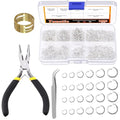 Tanstic 1403Pcs Silver Open Jump Rings Kit - 4mm, 5mm, 6mm, 7mm, 8mm, 10mm With Opener, Pliers and Tweezer for Jewelry Making - color: Silver Jump Rings