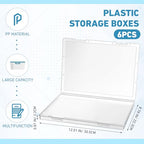 Jetec 6 Pieces Mini Plastic Clear Beads Storage Containers Box for Collecting Small Items, Beads, Jewelry, Business Cards, Game Pieces, Crafts (12.0 x 8.8 x 0.9 Inch) - size: 12.0 X 8.8 X 0.9 Inch