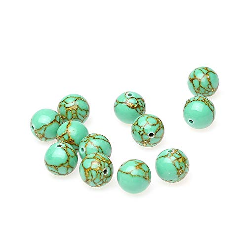MJDCB Round Stone Beads Synthetic Golden Line Turquoise Loose Beads are Used in Jewelry Design to Make Bracelets and Necklaces (4mm) - color: Synthetic Golden Line Turquoise, size: 4mm