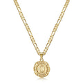 KissYan Initial Necklaces for Women, 14K Gold Plated Round Letter Pendant Capital Monogram Necklace Alphabets from A-Z Figaro Chain Jewelry - color: Gold, style: O