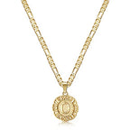 KissYan Initial Necklaces for Women, 14K Gold Plated Round Letter Pendant Capital Monogram Necklace Alphabets from A-Z Figaro Chain Jewelry - color: Gold, style: O