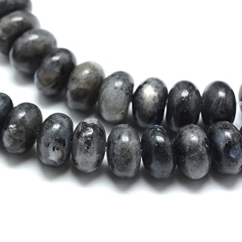 Cheriswelry 75pcs/Strand 8mm Rondelle Natural Labradorite Stone Beads Gemstone Loose Spacer Abacue Beads Charms for DIY Craft Earring Bracelet Necklace Jewelry Making Supplies - color: Natural Labradorite*3