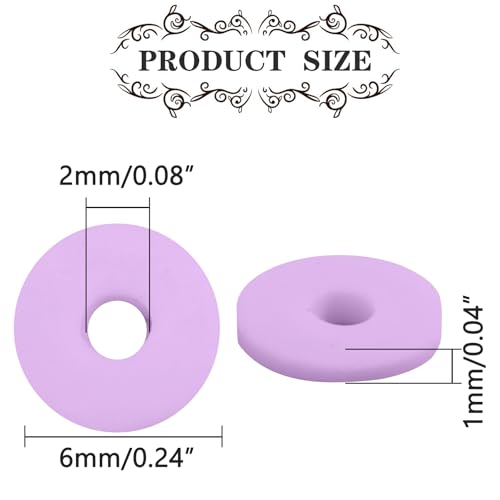 Light Purple Polymer Clay Beads, 6mm Heishi Bead for Jewelry Bracelets Necklace Making 1000PCS - color: Lavender