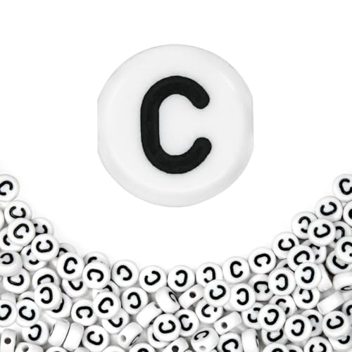 360Pcs 4X7mm Acrylic Letter Beads for Jewelry Making - White Round Vowel Letter E Beads for Bracelets, Necklaces, DIY Crafts - color: 13 C, size: White & Black