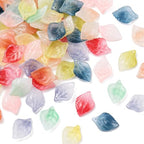 Ipotkitt 100 Pcs Baking Painted Glass Leaf Charms Mixed Color Tree Leaf Charms Crystal Plant Leaves for DIY Earring Bracelet Necklace Jewelry Making - color: 100pcs-Glass Leaf Charms-23x16x5mm