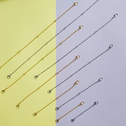 10 Pack Necklace Extenders, Alloy Extender Chains Set, Necklace Extender, Necklace Extendaer, Stainless Steel Necklace Extender, Necklace Extension, Jewelry Extenders for Necklaces (Silver) - color: Silver