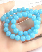 8mm Glass Beads 46PCS Glass Beads for Jewelry Making Charm Round Loose Bead for Bracelet Making Kit (Light Lake Blue Jade) - color: Light Lake Blue Jade