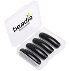 BEADIA Natural Curved Black Obsidian Stone Beads 36x10mm 4pcs for DIY Bracelet Jewelry Making - color: Black Obsidian